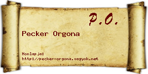 Pecker Orgona névjegykártya